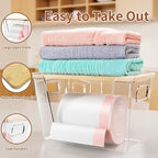 2 Set Stackable Storage with Bamboo Top for Laundry Room Organization, Extra Large Trash Bag/Garbage Bag Dispenser, Under Sink Organizer, Pantry Organizers