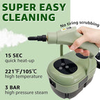 2500W Handheld Steam Cleaner, Pressurized Portable Steamer for Car Detailing, Home Cleaning, Upholstery, Kitchen, Bathroom, 35oz Tank, 6-Level Adjustable Steam Control (Green 2)