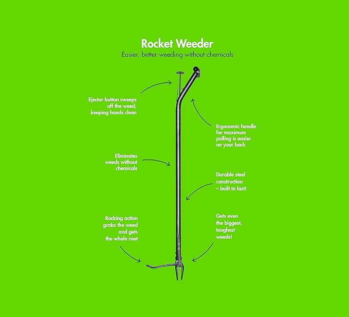 Yard Butler Stand Up Rocket Weeder - Gardening Hand Tool for Lawn Care - Ergonomic Standing Weed Puller - Garden & Landscape Weeder Tool for Yard Work - Durable Gardening Accessory