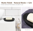 Shinowa Soap Dish, Resin Soap Saver Sponge Dish Tray Mini Storage Tray for Bathroom Bedroom Vanity Table Kitchen Counter-Top Organization, Gravel Black