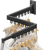 Wall Mounted Clothes Drying Rack, Retractable & Collapsible, Foldable Black-Ring Laundry Hanger