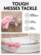 Fantasticlean Microfiber Cleaning Cloth Roll -150 Pack, Tear Away Microfiber Towels, 12" x 12", Reusable, Washable, Ultra Absorbent Dishcloth for All-Around Cleaning Supplies (Pink & Lavender)