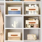 Homsorout Drawer Organizers and Storage - 12 Pack Foldable Pants Organizer with Clear Window & Handles, Fabric Closet Organizer for Clothes, Jeans, Sweaters, Towels, T-shirt, Scarf (Beige)