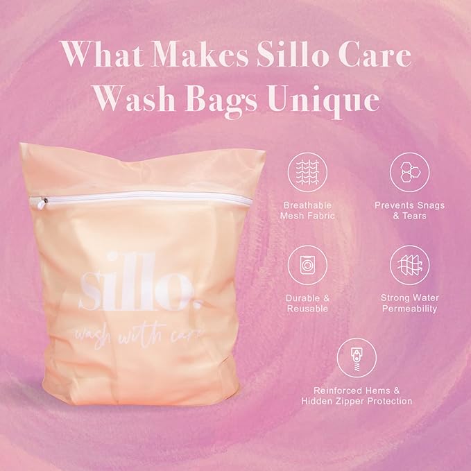 Sillo Care 2-Pack Delicate Laundry Bags 16x20”- Durable Zipper for Lingerie, Bras, Silk, Socks - Protects Delicates, Machine Washable, Travel-Friendly