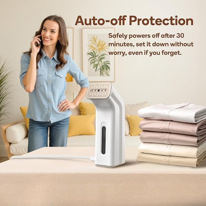 Newbealer 2in1 Steamer and Dry Iron for Beginners, Horizontal & Vertical Clothes Steamer, Non-Stick Ceramic Soleplate, 170ml Garment Wrinkle Remover, Auto-off, 1.2lbs (120V Only)