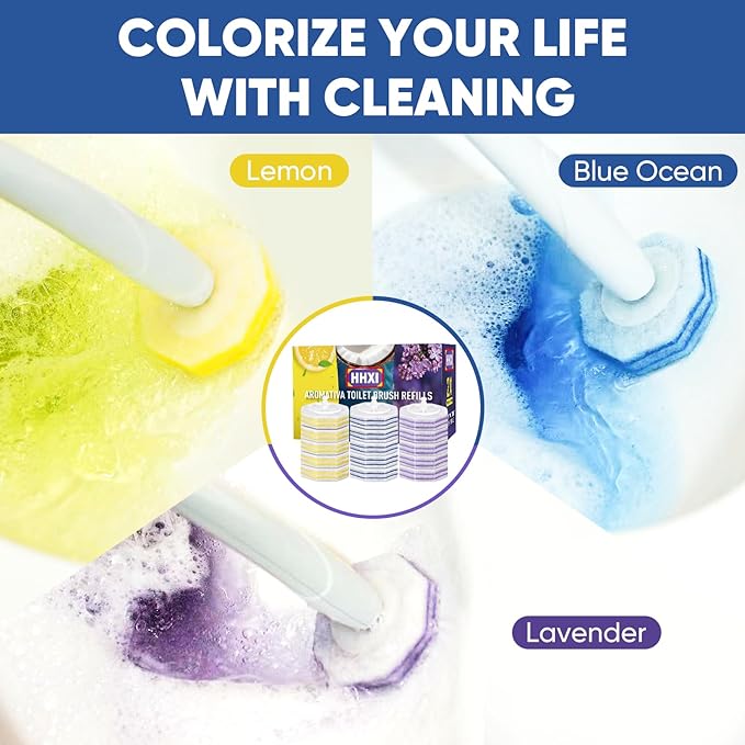 150Ct Aromative Toilet Brush Refills, Toilet Bowl Cleaner Refills, Double-Layer Cleaning Pads Added, Disposable Refill Heads for Toilet Bowl Cleaner Wands, Bulk （Patented）