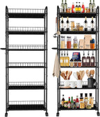 Slim Rolling Cart,6-Tier Storage Cart with Handle, 6in Mobile Shelving Unit with Wheels, Metal Wire Storage Rack with Baskets for Kitchen Bathroom Office Laundry Narrow Piaces