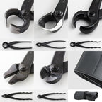 Wazakura Made in Japan 5 PCS Bonsai Cutter Tools Set with Roll Bag: Concave Branch Cutter, Knob Cutter, Jin Plier, Wire Cutter, Root Cutter. Bonsai Tool Kit - 5PCS Bonsai Cutter Set with Case