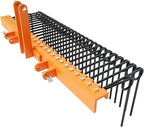 60" 3-Point Tractor Landscape Rake, Pine Straw & Yard Waste Cleaner, Cat 0/1 Hitch Compatible, Powder Coated Steel Blades, Orange
