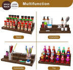 Spice Rack Organizer for Cabinet, 3 Tier Expandable Bamboo Spice Storage, Great for Kitchen Cabinet, Cupboard,Pantry and More(Brown)