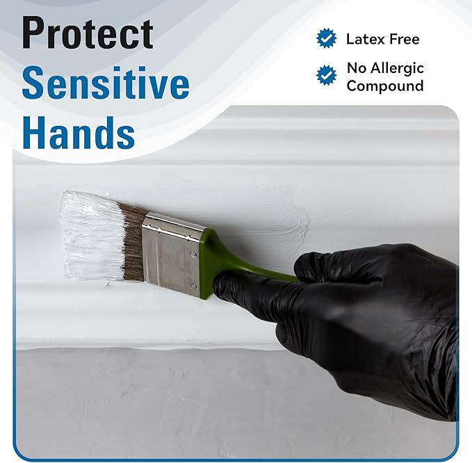 Disposable Nitrile Gloves Black, Food Safe Rubber Gloves Latex-Free Powder-Free for Cooking Food Prep Kitchen Clean