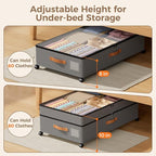 Under Bed Storage with Wheels, Large Capacity UnderBed Containers with Clear Lids, Shoe Organizer Under Bed Drawers, Rolling Under the Bed Storage for Clothes, Shoes, Blankets