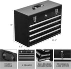 Tool Chest Cabinet, Large Capacity Metal Tool Box with Wheels and Cylinder Locking, Roll Around Storage Organizer Tool Cart for Garage, Redtool cabinets on Wheels (Black, 4-Drawer)