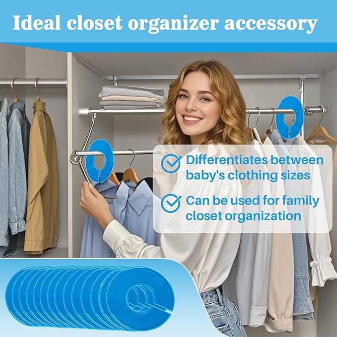 Sukh Baby Closet Dividers 30pcs - Plastic Clothes Organizer Shelf Tags Labels for Clothing Rack Wardrobe Store Warehouse Nursery Must Haves Boutique Supplies Sturdy Durable Flexible No Burrs (Blue)