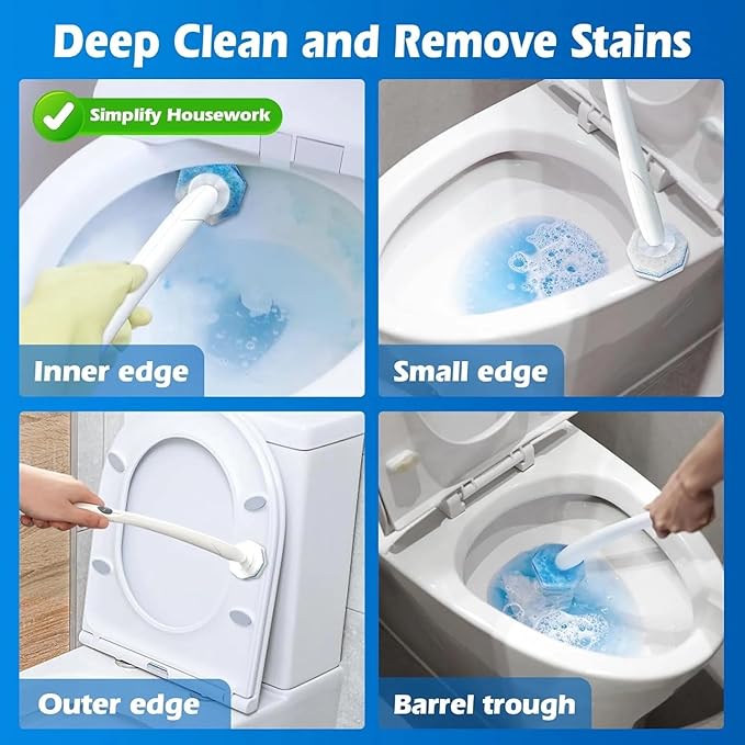 Disposable Toilet Wand Refill Compatible with Clorox, 50 Count Disposable Heads for Deep Cleaning