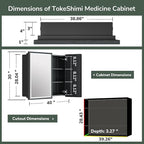 TokeShimi 40x30 Beveled Mirror with Storage Bathroom, Black Recessed Medicine Cabinet with Mirror Aluminum, Wall Mount Metal Recessed Medicine Cabinets for Bathroom