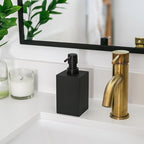 Matte Black Soap Dispenser for Bathroom, 15oz Square Rustproof Liquid Hand Dish Soap Dispenser Pump for Kitchen Sink, Countertop, and Bathroom