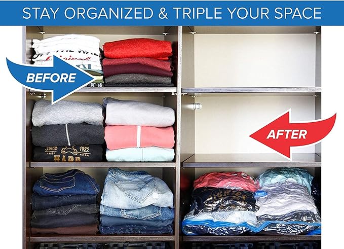 5 Pack Extra Jumbo Vacuum Storage Bags (51"x47"in Our Largest Size) Airtight Seal, Waterproof, Dustproof, for Clothes, Blankets, Comforters, Pillows, Bedding, Closet Organizing, Winter Storage.