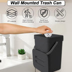 Compost Bin Kitchen, Bring 5 Rolls (100) of Garbage Bags, for Use on Countertops or Under Sinks, Hanging Trash Can with Lid, for Cupboard/Bathroom/Bedroom/Office/Camping(Black 0.8 Gallon/3L)