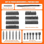 ENERTWIST 8V Cordless Electric Screwdriver, 82pcs 10Nm Max Fast Rechargeable Screwdriver Set with 1Hr Charger and Accessory Kit in Carrying Case, 21+1 Cluth, Dual Position Handle, ET-CS-8K