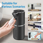 Automatic Foaming Soap Dispenser 12.8oz, Rechargeable & 6 Levels Foaming Adjustable with Digital Display, Wall Mount, Waterproof, Touchless Hand/Dish Soap Dispenser for Kitchen, Bathroom, Hotel