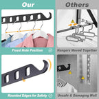 Laundry Drying Rack - Wall Mounted Clothes Hanger with Swing Arm, 8-Hole Hanging Bar & Swing Away Coat Hanger Holder, Foldable Space Saving, 180° Rotation (2-Pack, Black)