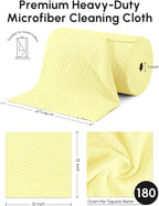 Microfiber Cleaning Cloths Roll, 75 Pack Tear Away Microfiber Towels Roll, 12" x 12" Lint Free Rags, Reusable Cleaning Cloths, Washable, Scratch Free,Ultra Absorbent Dish Rags(Yellow Ripple)