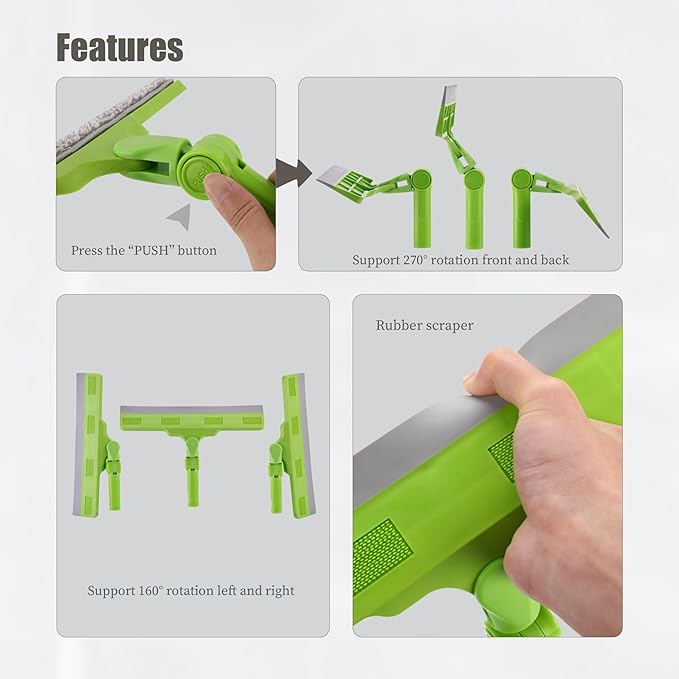 All-Purpose Shower Squeegee for Glass Doors, Bathroom Cleaner Tool for Household Home Window Mirror, Cleaning Tile Wall,Car,Windshield Squeegee with 12" Blade and 15" Long Handle