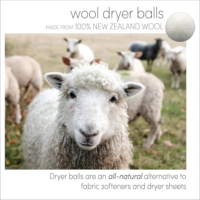 Three by Three Seattle Felt·Like·it!™ XL Wool Dryer Balls + Storage Bin: Reduce Drying Time, Static Cling, and Energy Use | Natural Alternative to Fabric Softeners | (Pack of 3 White Dryer Balls)