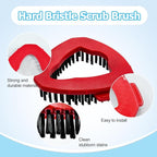 Spin Mop Handle, Mop Replace Heads, Scrubber Head and Base Replacement for O-Cedar EasyWring 1 Tank System, 2 Microfiber Mops Heads Replacements and 1 Scrub Brush, Use for Wet/Dry Hard Floor Cleaning