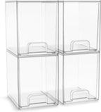 Sorbus Acrylic Storage Containers - 4 Pack, Stackable Storage Bins Set for Bathroom Organization - Clear Acrylic Drawer Organizers - Makeup Case Pull-Out Drawers (7.6’’ Tall)