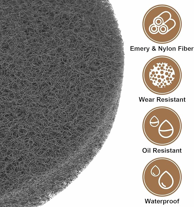 HARFINGTON 6pcs Scrubber Scouring Pads 800 Grits 2 Inch Drill Power Brush Hoop and Loop Surface Conditioning Disc Drill Scuffing Disc Scrub Pads for Home Kitchen Cleaning, Gray