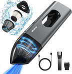 NEXPOW Handheld Car Vacuum Cleaner High Power with Dual Filter,8000PA Compact Handheld Vacuum Cleaner,Hand held Vacuum Cordless Rechargeable for Car Interior Care in Gray Aluminum Alloy