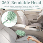 2 PCS Car Interior Duster with Extension Pole, Microfiber Car Dusters with Bendable Head, Cars Dusters Exterior&Interior Scratch Free, for Cleaning of Vehicle Details, Offices, Window (Light Green)