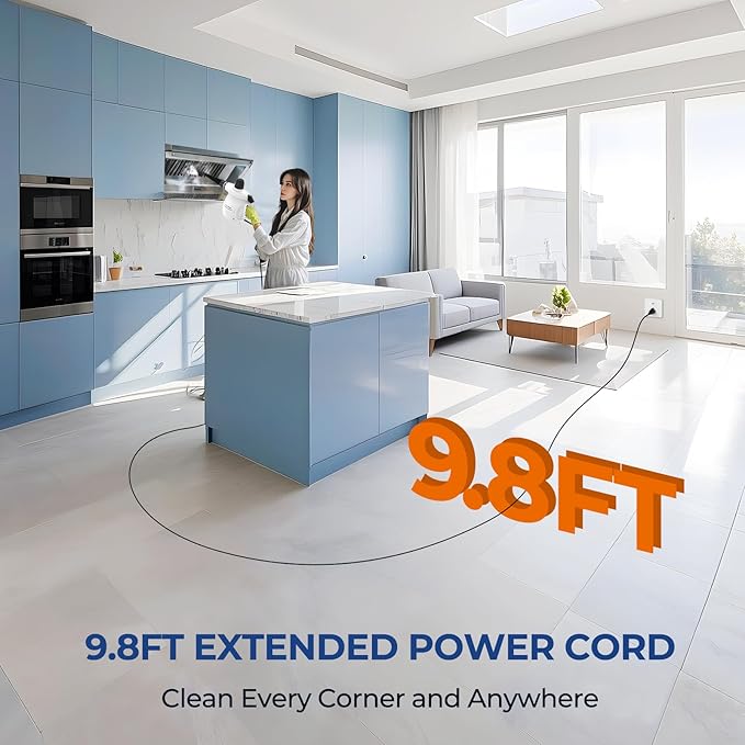 LABIGO Steam Cleaner, Pressurized Handheld 13pcs Multi-Purpose Natural Deep Cleaning Steamer, Portable Steamer for Cleaning Home, Grout, Kitchen, Car, Window, Upholstery, Bathroom and Clothes, White