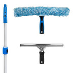 Unger Professional Connect and Clean Total Pro Cleaning Kit, All-in-One Household Window Washing with Streak-Free Results, Includes 12” Squeegee, 14” Scrubber Washer, Telescopic Pole Extends Up to 6’