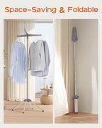 Clothes Drying Rack Foldable, 59 inch Tripod Laundry Drying Rack Indoor with Rotating Clothes Rail for 27 Pieces of Clothes, Space Saving, Stainless Steel, Grey and Silver CDR001G01