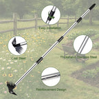 Weed Puller Tool with Long Handle, 60inch Manual Weed Puller Tool, Stainless Steel 2 in 1 Hand Weed Rake,Heavy Duty Garden Hoe for Gardening, Uprooting Weeder Remover for Patio, Lawn, Yard