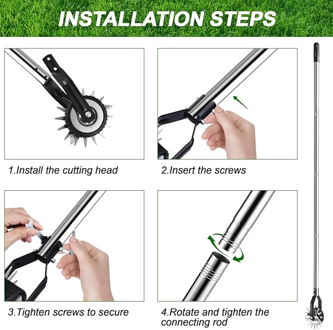 Wheel Rotary Edger Lawn Tool, Sidewalk 66.7Inch Manual Lawn Edger, Grass Edge Trimmer, Adjustable Stainless Steel Handle with Cushion Grip，Soil, Garden and Yard Tool