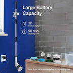 Electric Spin Scrubber with Long Handle: ALPONO Cordless Power Shower Scrubber Spin Brush with 7 Brush Replacement Heads for Cleaning Bathroom,Tub, Tile (Black)