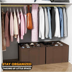 SpaceAid Shoe Organizer for Closet, 2 Pack Foldable Shoe Storage Containers Baskets Boxes Bins w/Adjustable Dividers, Fits 16-32 Pairs, Brown