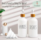 2 Pack White Glass Soap Dispenser Set for Kitchen Sink, Hand and Dish Soap, Matte White Finish, Rustic Decor