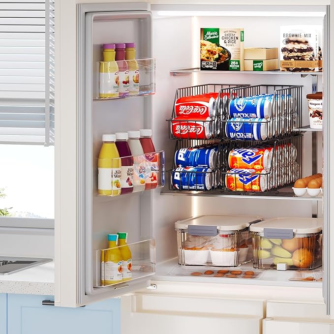 4-Tier Stackable Can Rack Organizer for Kitchen Pantry,Max Can Storage Holder,Durable Can Dispenser & Canned Goods Organizer for Fridge,Hold More 44 Cans, for Various Ounces of Canned Food Soda Drinks