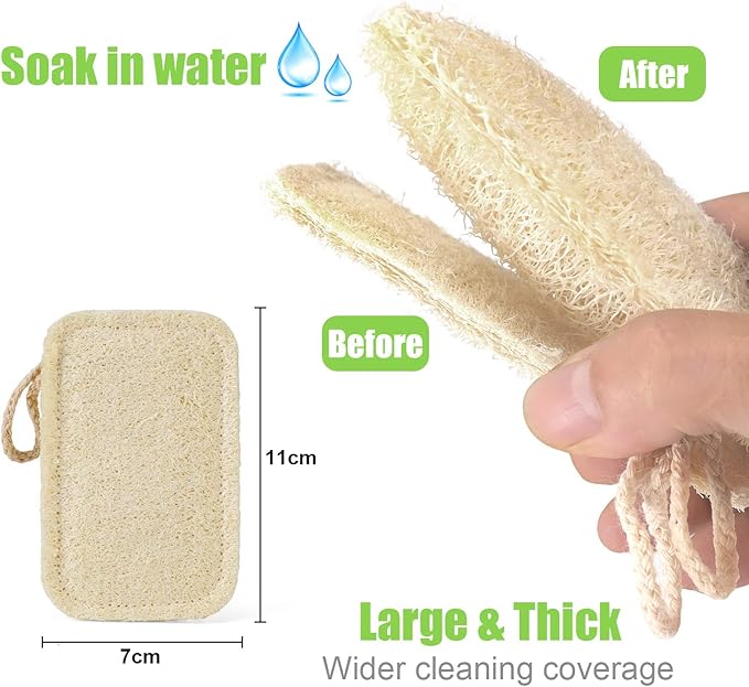 Natural Loofah Kitchen Sponges, 20 PCS Natural Sponge for Dishes, Cleaning, 100% Biodegradable Compostable Vegetable, Eco Friendly Sponges, Non-Scratch, No Odor Scrubber