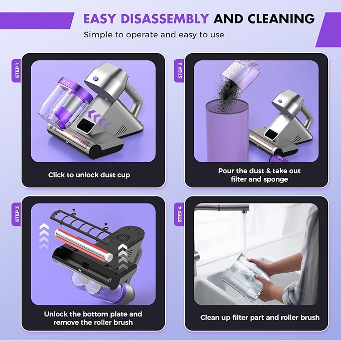 Bed Vacuum Cleaner, Mattress Vacuum Cleaner with UV & Ultrasonic, 16Kpa Suction Handheld Bed Vacuums with High Heating Tech, Effectively Clean Up Bed, Sofas, Pillows, Carpets, 500W(Corded)