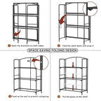 Crofy No Assembly Folding Bookshelf for Living Room, 3 Tier Black Collapsible Book Shelf for Home Office, Portable Bookcase Storage Organizer