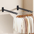 ACNISM Wall Mounted Clothes Rack, Laundry Room Hanging Rack, Retractable & Foldable Drying Rack with 180° Rotation, Space-Saver for Laundry Room & Bedroom, Bathroom Closet Storage, 1-Pack, Black