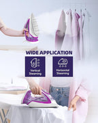 Steam Iron for Clothes, 1750W Iron with Rapid Heating, Non-Stick Ceramic Soleplate, Powerful Steam, Self-Cleaning, Auto-Off, Anti-Drip, 15.21oz Water Tank Ironing Clothes for Home, Purple