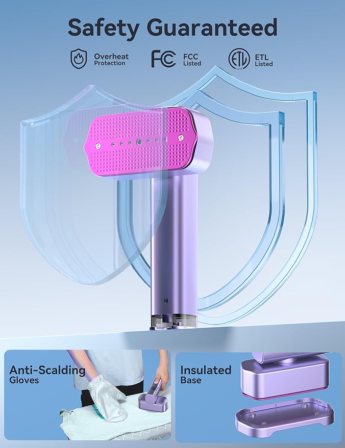 Travel Steamer for Clothes, Portable Mini Clothes irons, 3 Adjustable Levels Clothes Steamer Handheld, Garment Steamer, 15s Heat Up, Adjustable Steam/Temperature