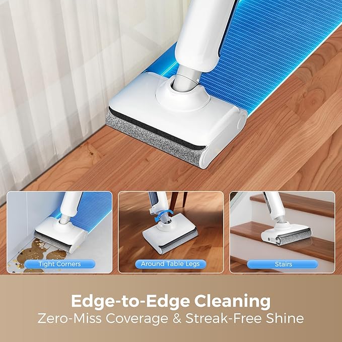 Wet Dry Vacuum Cleaner, 180°Lie-Flat Vacuum Mop All in One with Auto Self-Cleaning, Smart Floor Cleaner Machine for Hard Floor, 35 Mins Runtime, Edge Cleaning, Self-Propelled Vacuum Mop Combo